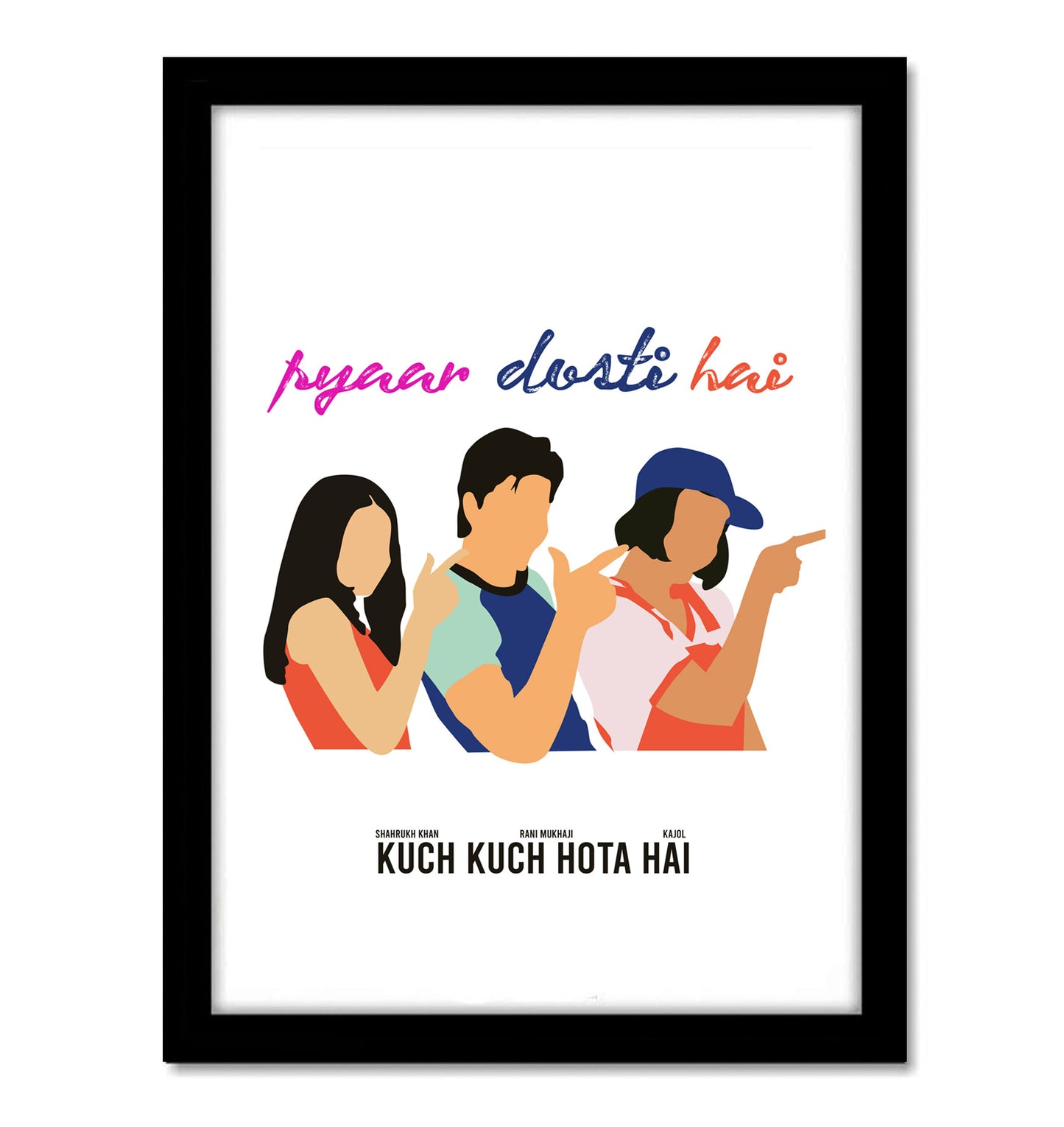 Kuch Kuch Hota Hai Movie Shahrukh Khan, Kajol, Rani Mukherjee ArtWork Bollywood | Poster | Frame | Canvas
