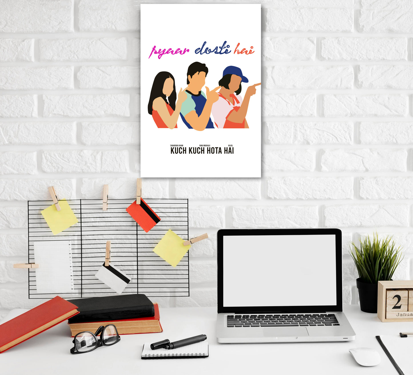 Kuch Kuch Hota Hai Movie Shahrukh Khan, Kajol, Rani Mukherjee ArtWork Bollywood | Poster | Frame | Canvas