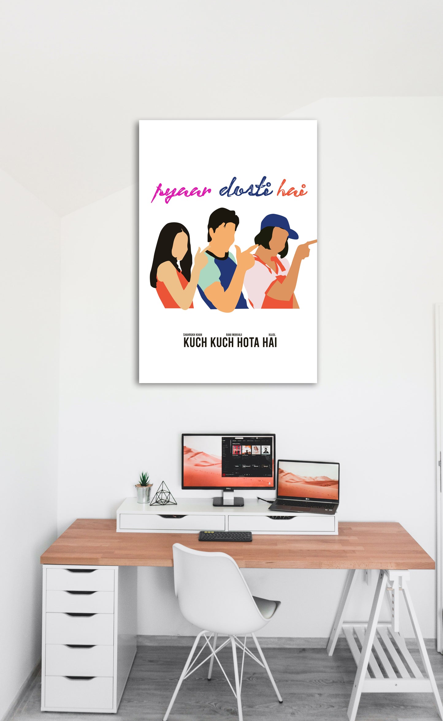 Kuch Kuch Hota Hai Movie Shahrukh Khan, Kajol, Rani Mukherjee ArtWork Bollywood | Poster | Frame | Canvas
