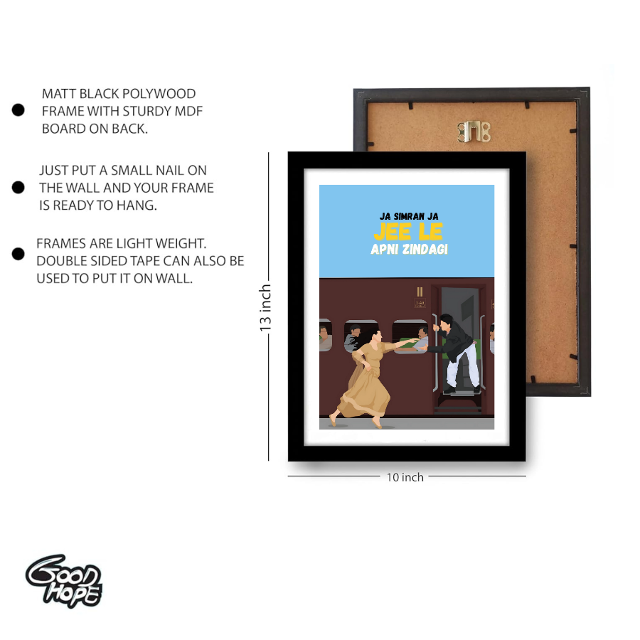 DDLJ Movie Shahrukh Khan Artwork Bollywood Movie Frame Poster Movie Quote Wall Art Decor Photo Frames Poster Canvas For Bedroom Living Room Decoration Home Office wall Poster Gift