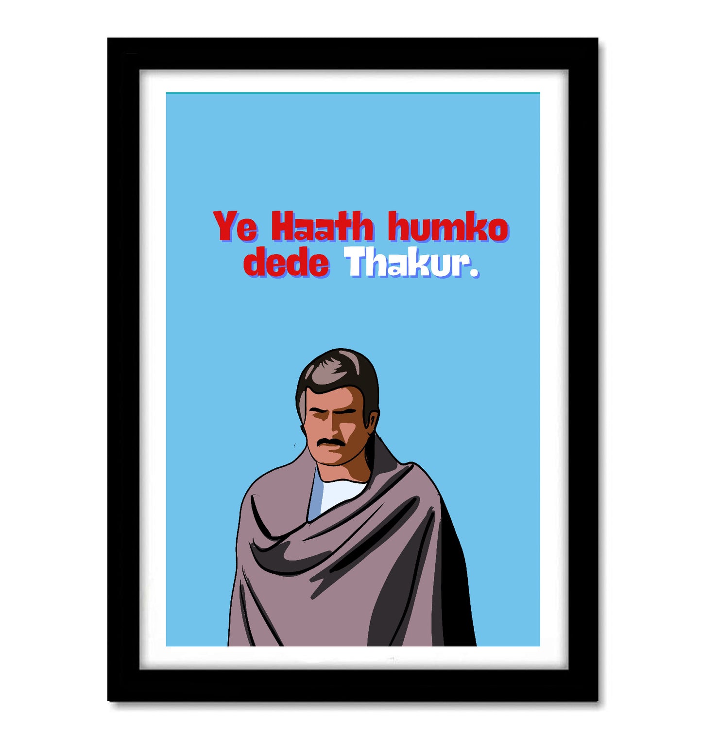 sholay Movie Thakur Funny Artwork Bollywood | Poster | Frame | Canvas