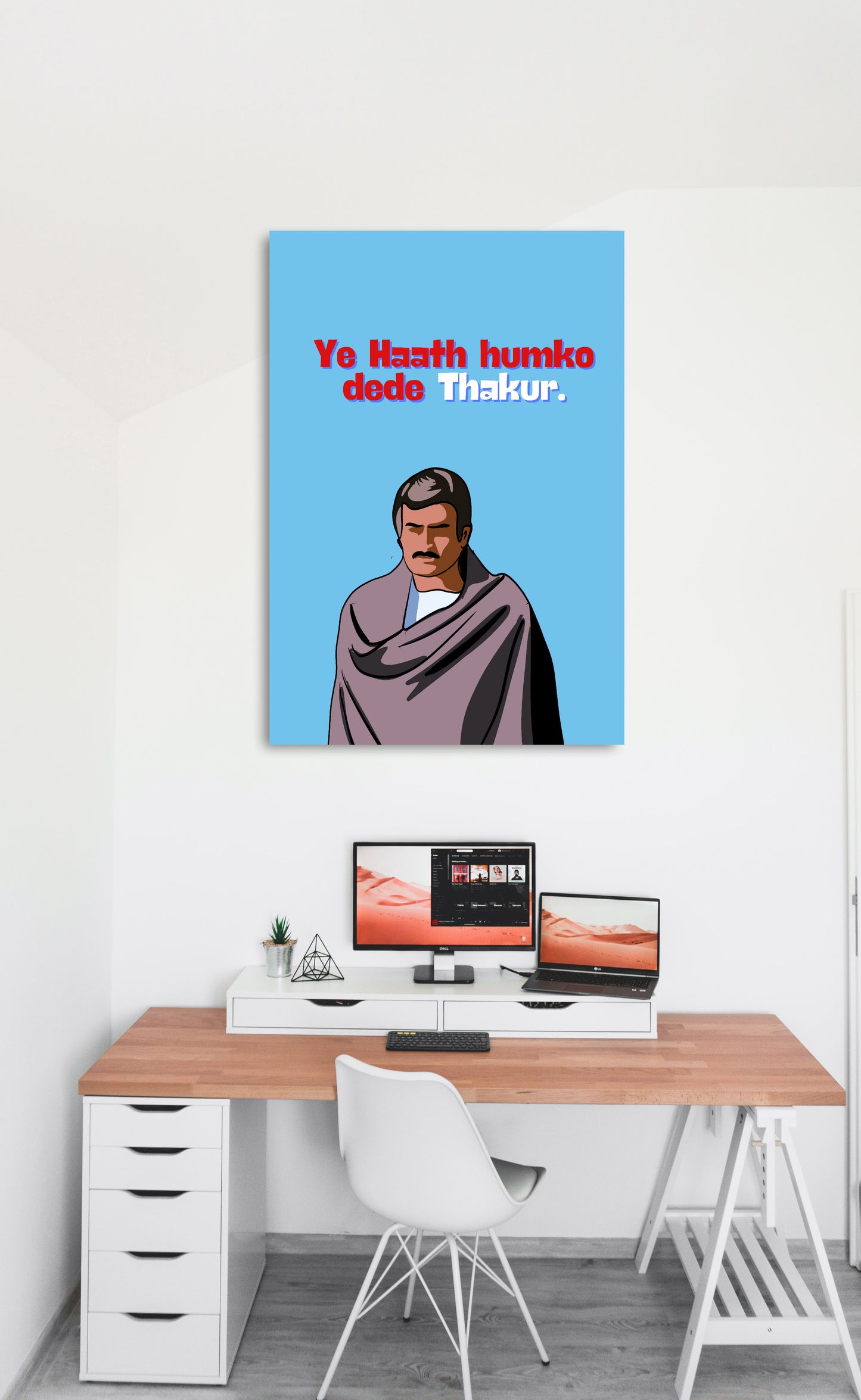 sholay Movie Thakur Funny Artwork Bollywood | Poster | Frame | Canvas