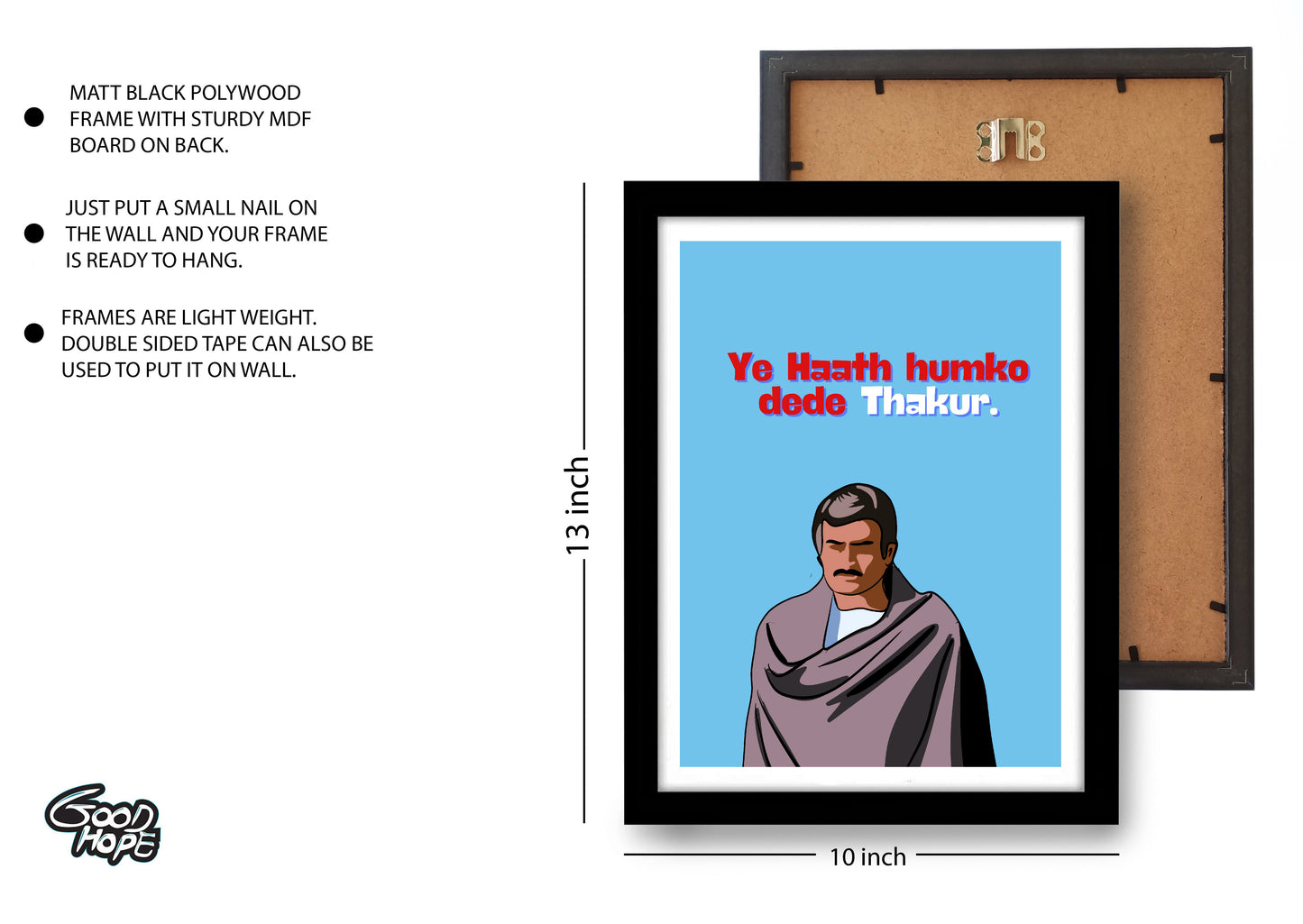 sholay Movie Thakur Funny Artwork Bollywood | Poster | Frame | Canvas
