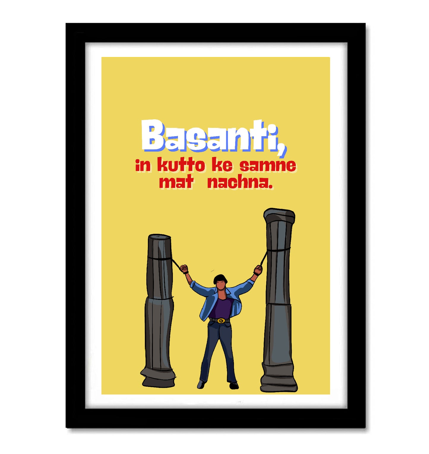 Sholay Movie Basanti Funny Artwork Bollywood | Poster | Frame | Canvas