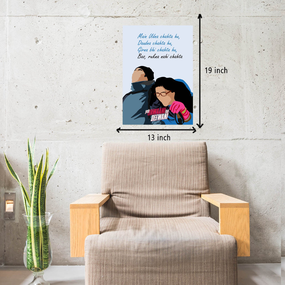 Ye Jawani Hai Deewani Movie Frame Poster Movie Quote Wall Art Decor Photo Frames Poster Canvas For Bedroom Living Room Decoration Home Office wall Poster Gift