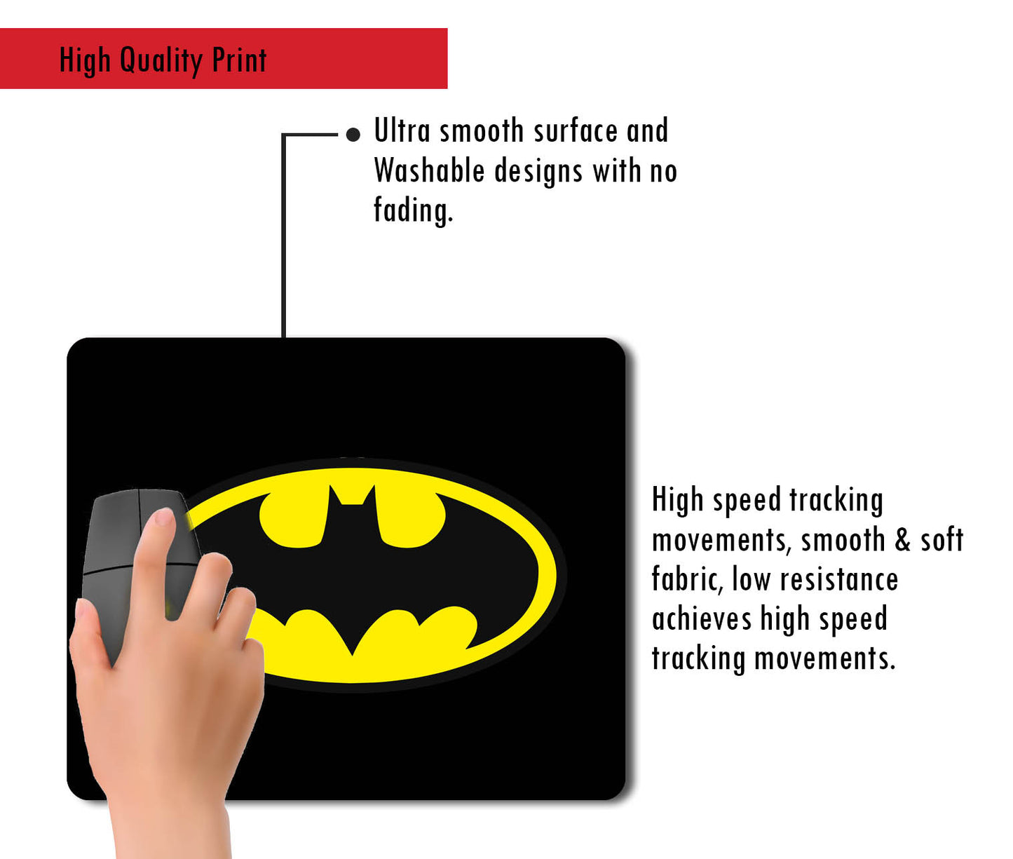 Good Hope Batman Art Nonslip Base Graphic Mousepad (Multicolor)