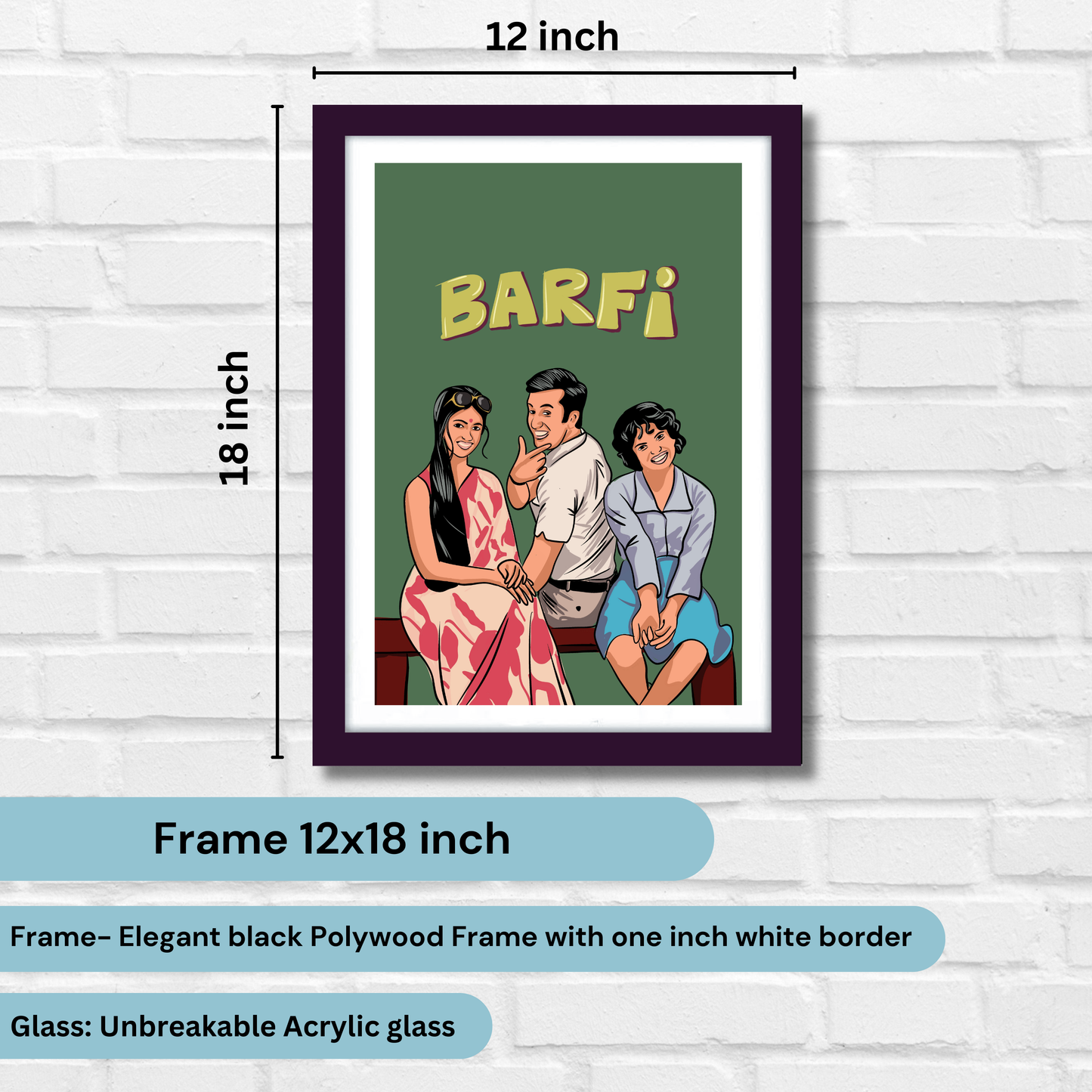 Barfi Movie Ranbir Kapoor Artwork Bollywood | Poster | Frame | Canvas