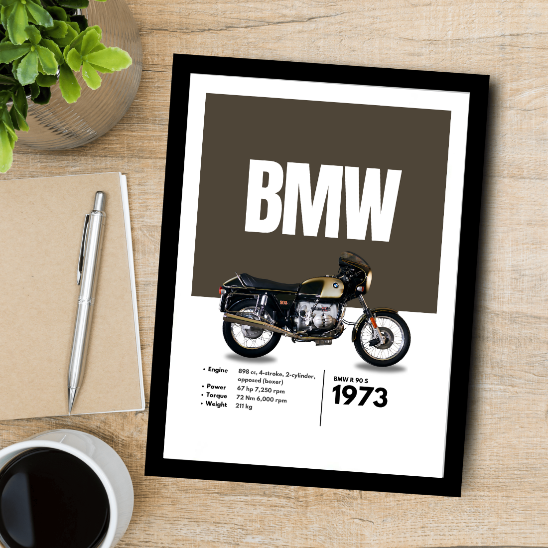 BMW r 90 s Superbikes Bikes Artwork Poster| Frame |Canvas | Vintage | Classic | Sports