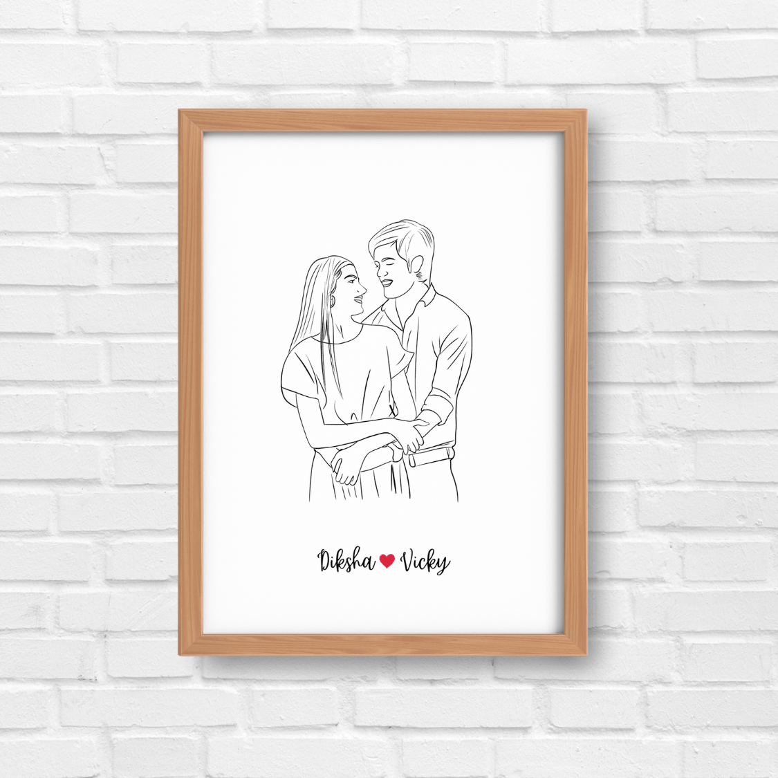 Customized  Line Art Photo Frame poster Personalized Gift For Birthday Anniversary