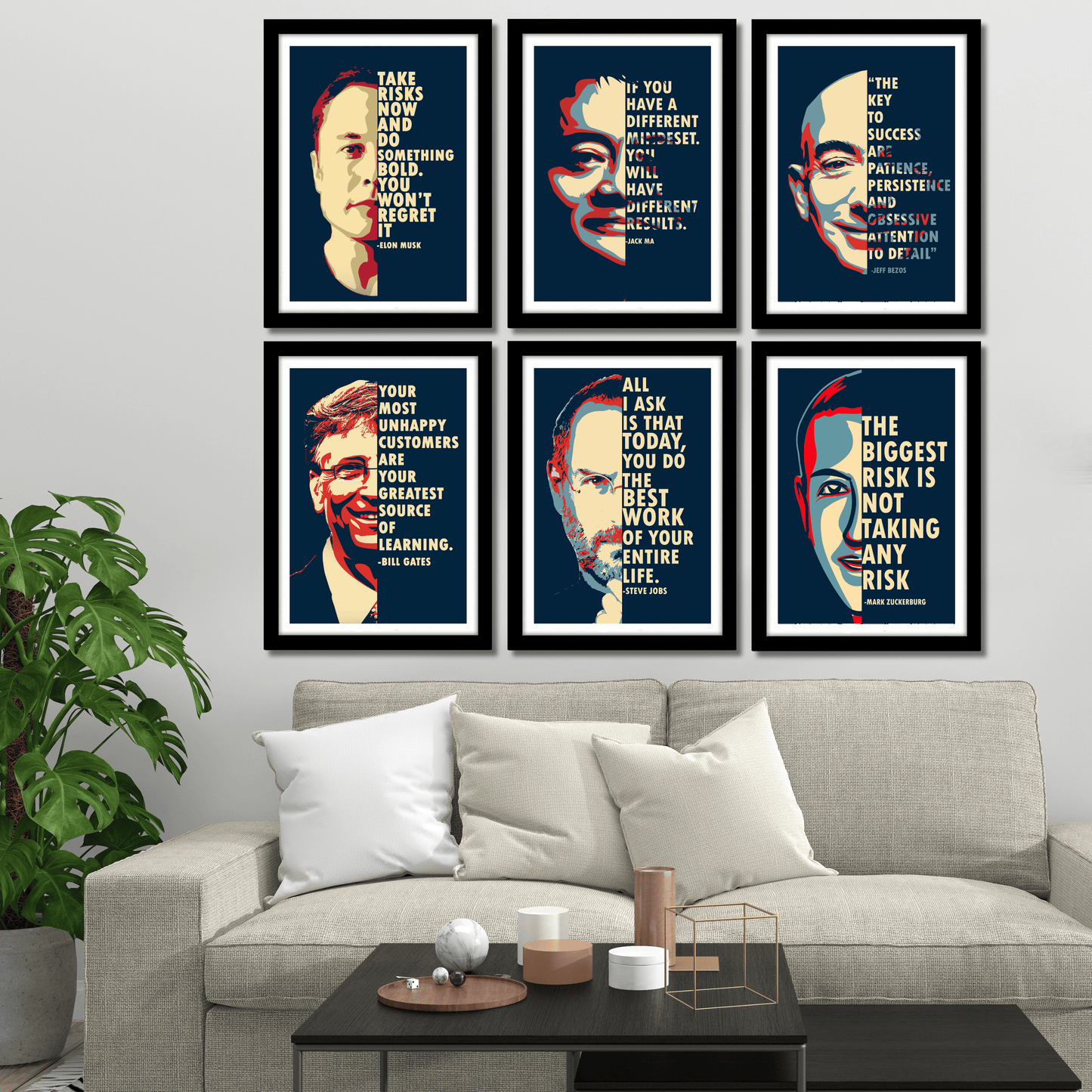 Billionaire Legend's (Set Of 6) Motivational Quote Artwork