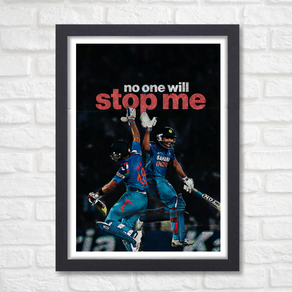 Cricketer Rohit Sharma Virat kohli Poster Cricket Players Motivational Poster, Players Photo posters For wall decor, room decoration home bedroom living room Paintings Hostel Photos Frame | Frames | Framed Photo