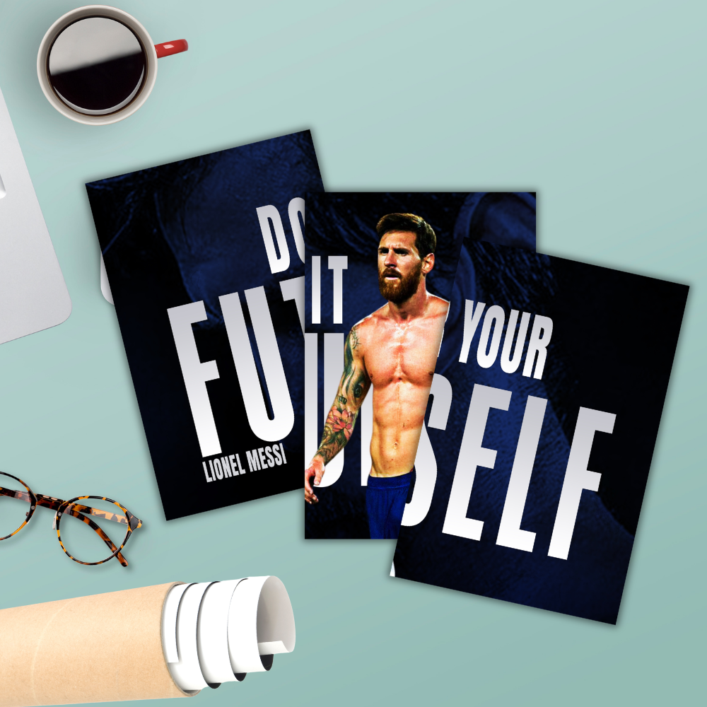 Footballer Leonel Messi 3 Split Poster Soccer Wall Art For Sports Room Office Bedroom Hostel Gym Gift For Fan Boys Men Wallpaper Stickers (Copy)