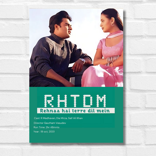 Rehna Hai Tere Dil Mein Movie Artwork Bollywood | Poster | Frame | Canvas