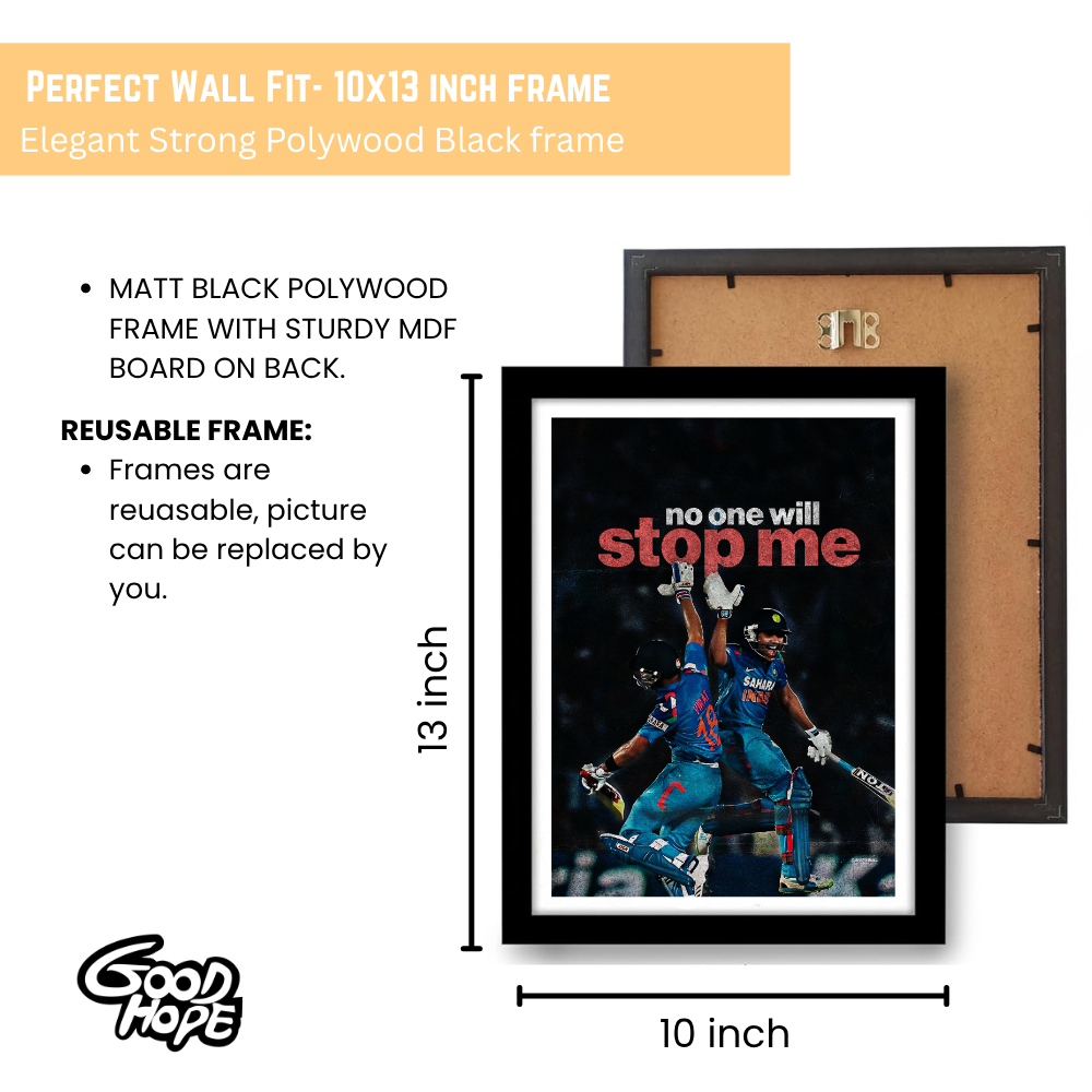 Cricketer Rohit Sharma Virat kohli Poster Cricket Players Motivational Poster, Players Photo posters For wall decor, room decoration home bedroom living room Paintings Hostel Photos Frame | Frames | Framed Photo