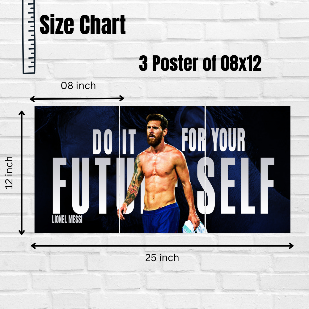 Footballer Leonel Messi 3 Split Poster Soccer Wall Art For Sports Room Office Bedroom Hostel Gym Gift For Fan Boys Men Wallpaper Stickers (Copy)