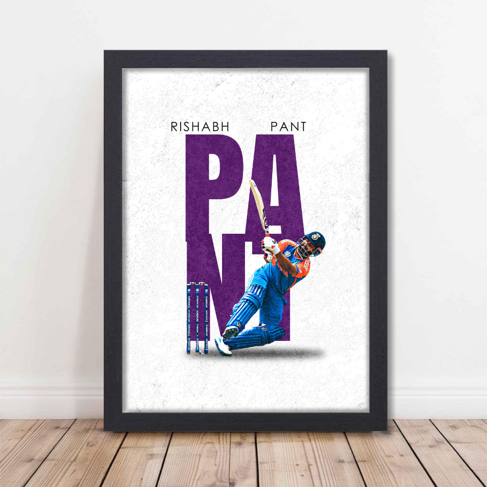 Cricketer Rishabh Pant Poster Cricket Players Motivational Poster, Players Photo posters For wall decor, room decoration home bedroom living room Paintings Hostel Frame | Frames | Framed