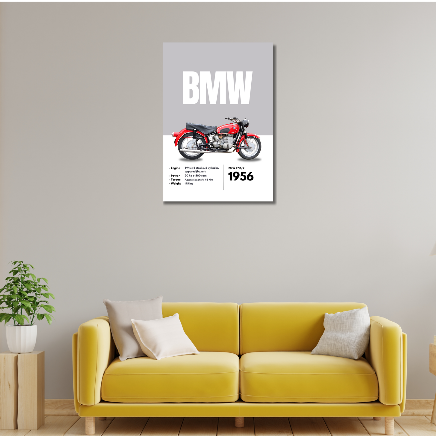 BMW R60/2 Superbikes Bikes Artwork Poster| Frame |Canvas | Vintage | Classic | Sports