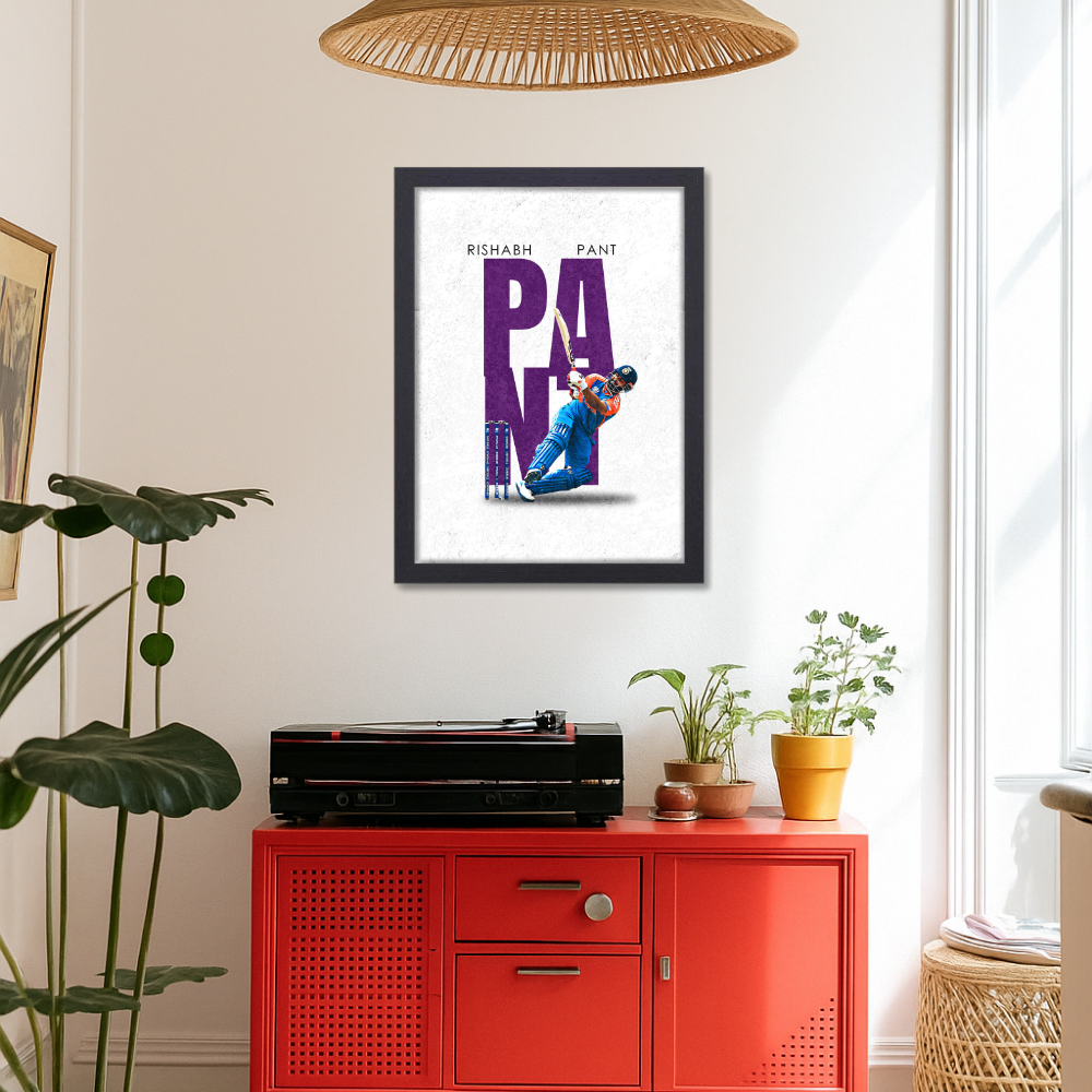Cricketer Rishabh Pant Poster Cricket Players Motivational Poster, Players Photo posters For wall decor, room decoration home bedroom living room Paintings Hostel Frame | Frames | Framed