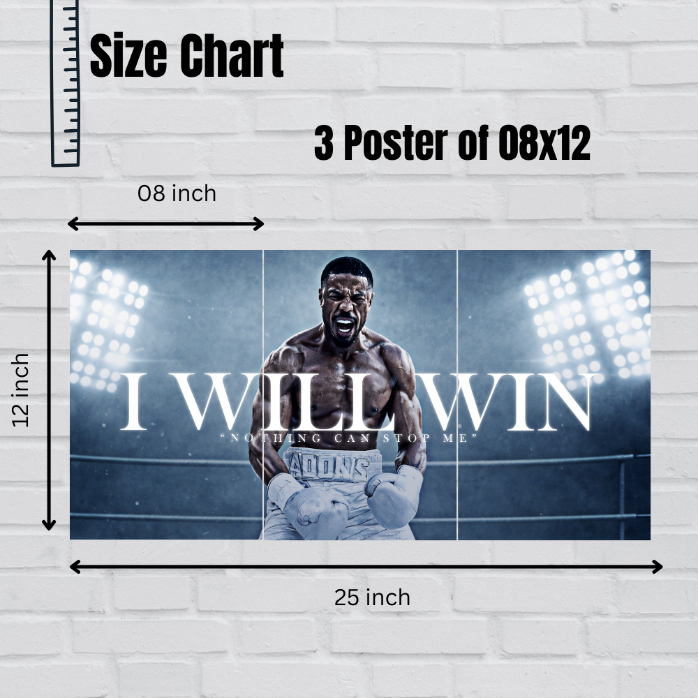 Motivational Boxing Wall Art 3 Split Poster Gym Workout Inspiration Wall Decor for Bedroom, Sports Room, Office, Home Gym – Gift for Fitness Lovers