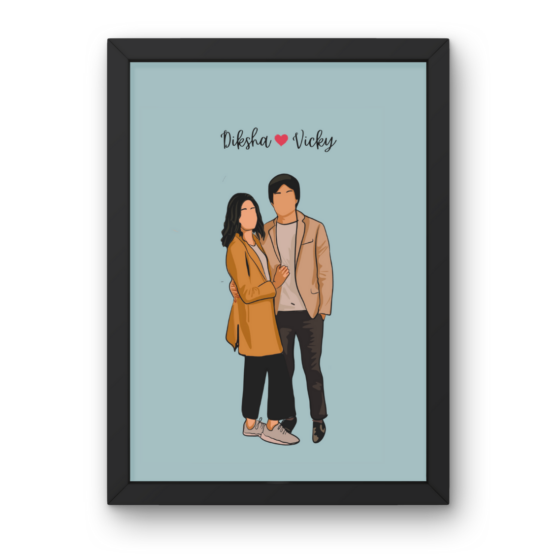 Customized Illustration Art Photo Frame poster Personalized Gift For Birthday Anniversary