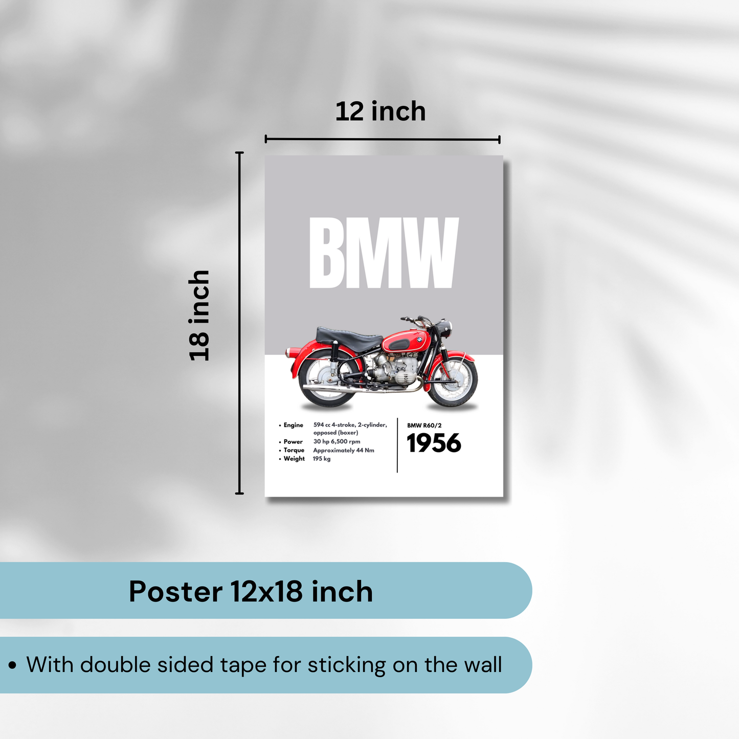 BMW R60/2 Superbikes Bikes Artwork Poster| Frame |Canvas | Vintage | Classic | Sports