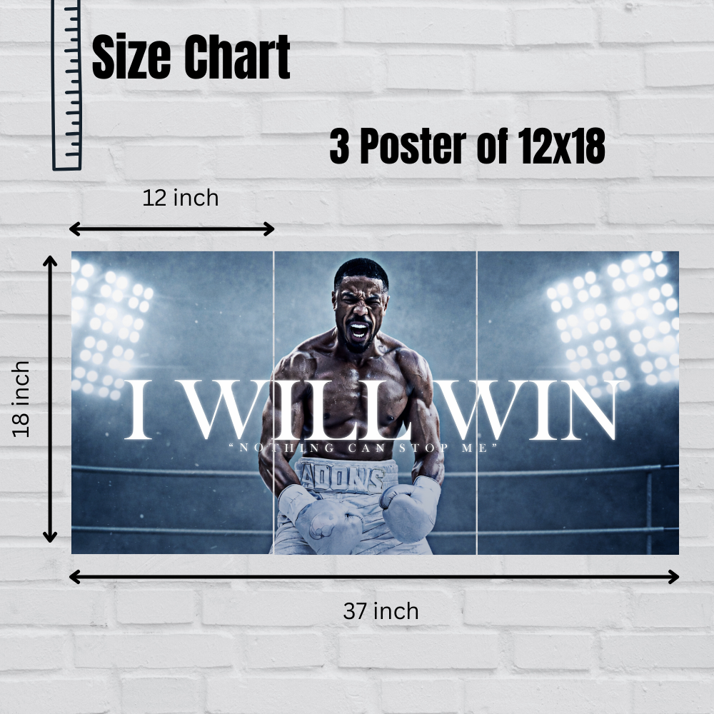 Motivational Boxing Wall Art 3 Split Poster Gym Workout Inspiration Wall Decor for Bedroom, Sports Room, Office, Home Gym – Gift for Fitness Lovers