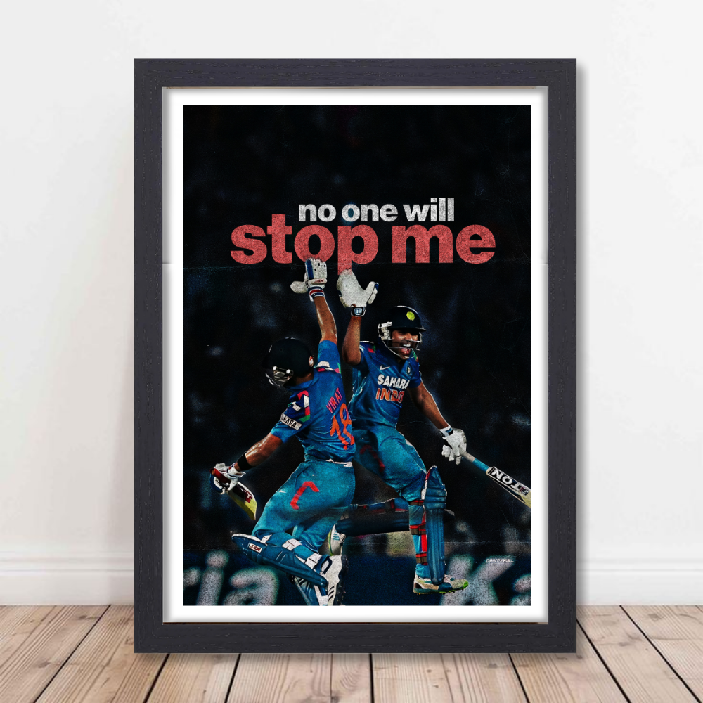 Cricketer Rohit Sharma Virat kohli Poster Cricket Players Motivational Poster, Players Photo posters For wall decor, room decoration home bedroom living room Paintings Hostel Photos Frame | Frames | Framed Photo