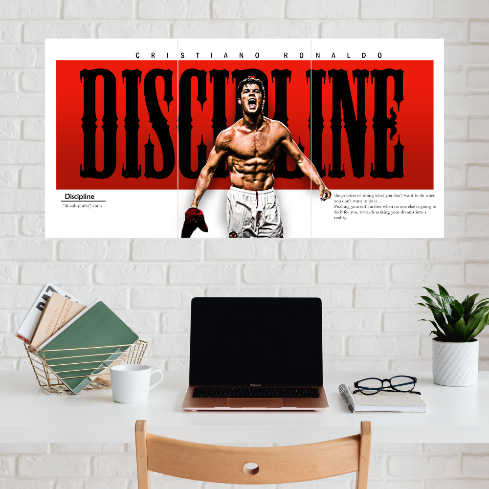 Footballer Cristiano Ronaldo 3 Split Poster Soccer Wall Art For Sports Room Office Bedroom Hostel Gym Gift For Fan Boys Men Wallpaper Stickers