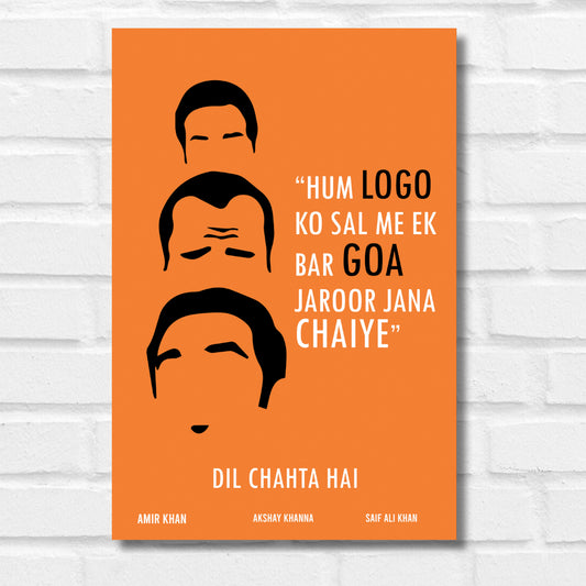 dil chahta hai movie quote poster Amir khan poster