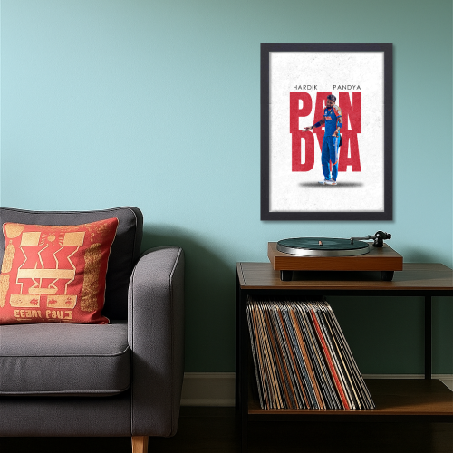 Cricketer Hardik Pandya Poster Cricket Players Motivational Poster, Players Photo posters For wall decor, room decoration home bedroom living room Paintings Hostel Frame | Frames | Framed
