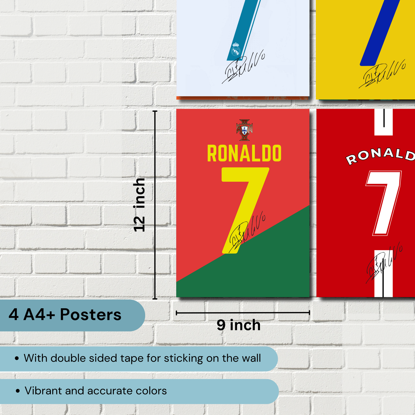 Cristiano Ronaldo Jersey(Set Of 4) Football Artwork