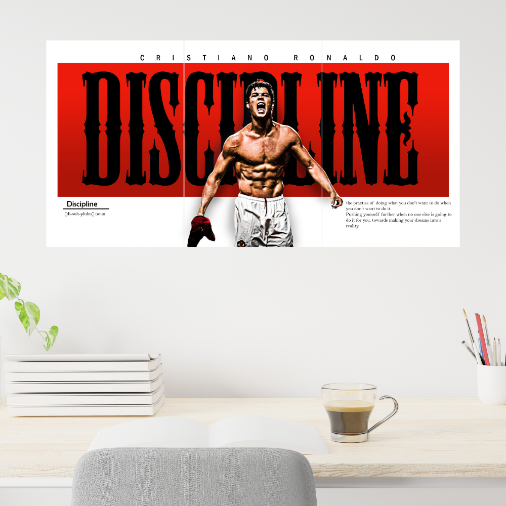 Footballer Cristiano Ronaldo 3 Split Poster Soccer Wall Art For Sports Room Office Bedroom Hostel Gym Gift For Fan Boys Men Wallpaper Stickers