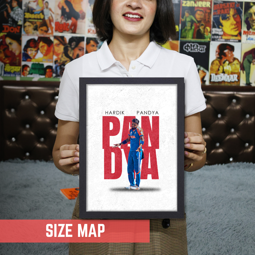 Cricketer Hardik Pandya Poster Cricket Players Motivational Poster, Players Photo posters For wall decor, room decoration home bedroom living room Paintings Hostel Frame | Frames | Framed