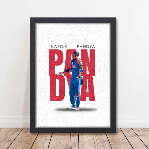 Cricketer Hardik Pandya Poster Cricket Players Motivational Poster, Players Photo posters For wall decor, room decoration home bedroom living room Paintings Hostel Frame | Frames | Framed