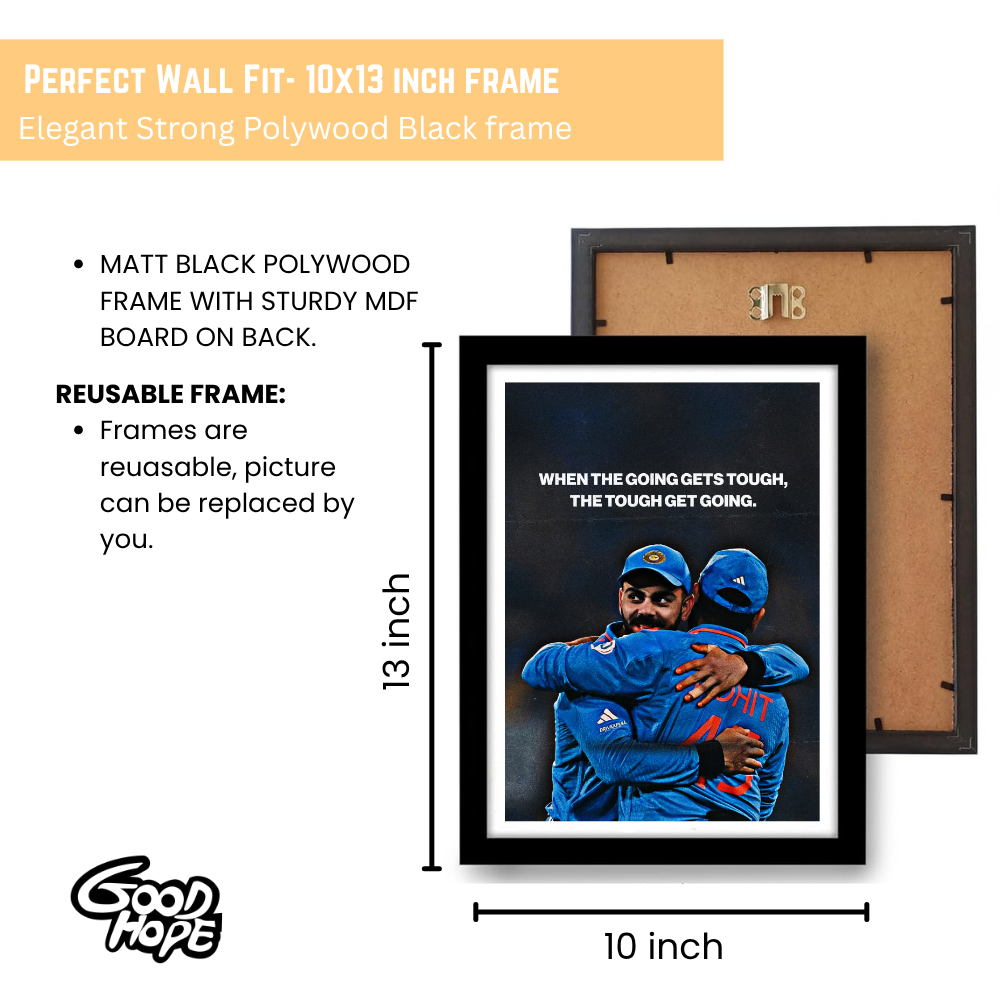 Cricketer Rohit Sharma Virat kohli Poster Cricket Players Motivational Poster, Players Photo posters For wall decor, room decoration home bedroom living room Hostel Photos Frame | Frames | Framed Photo