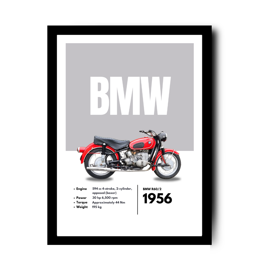 BMW R60/2 Superbikes Bikes Artwork Poster| Frame |Canvas | Vintage | Classic | Sports