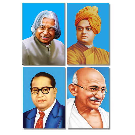 Good Hope (Set Of 4) Abdul Kalam, Gandhi, Vivekanand, Ambedkar Artwork