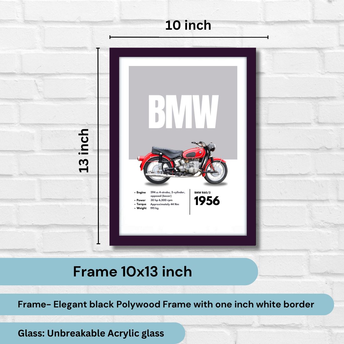 BMW R60/2 Superbikes Bikes Artwork Poster| Frame |Canvas | Vintage | Classic | Sports