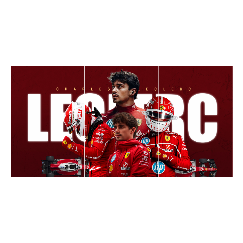 Charles lecrec Split Poster Poster –Set of 3 Split Poster – Formula 1 Racing Decor for Bedroom, Living Room, Office – Gift for Motorsport Fans