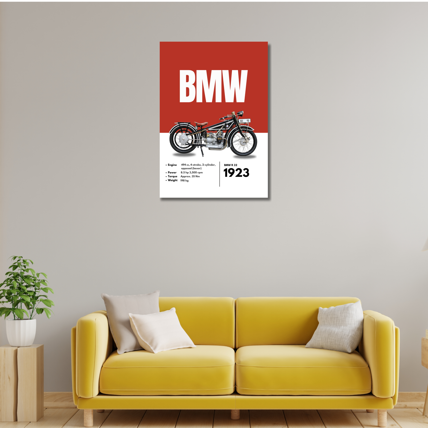 BMW R32 Superbikes Bikes Artwork Poster| Frame |Canvas | Vintage | Classic | Sports