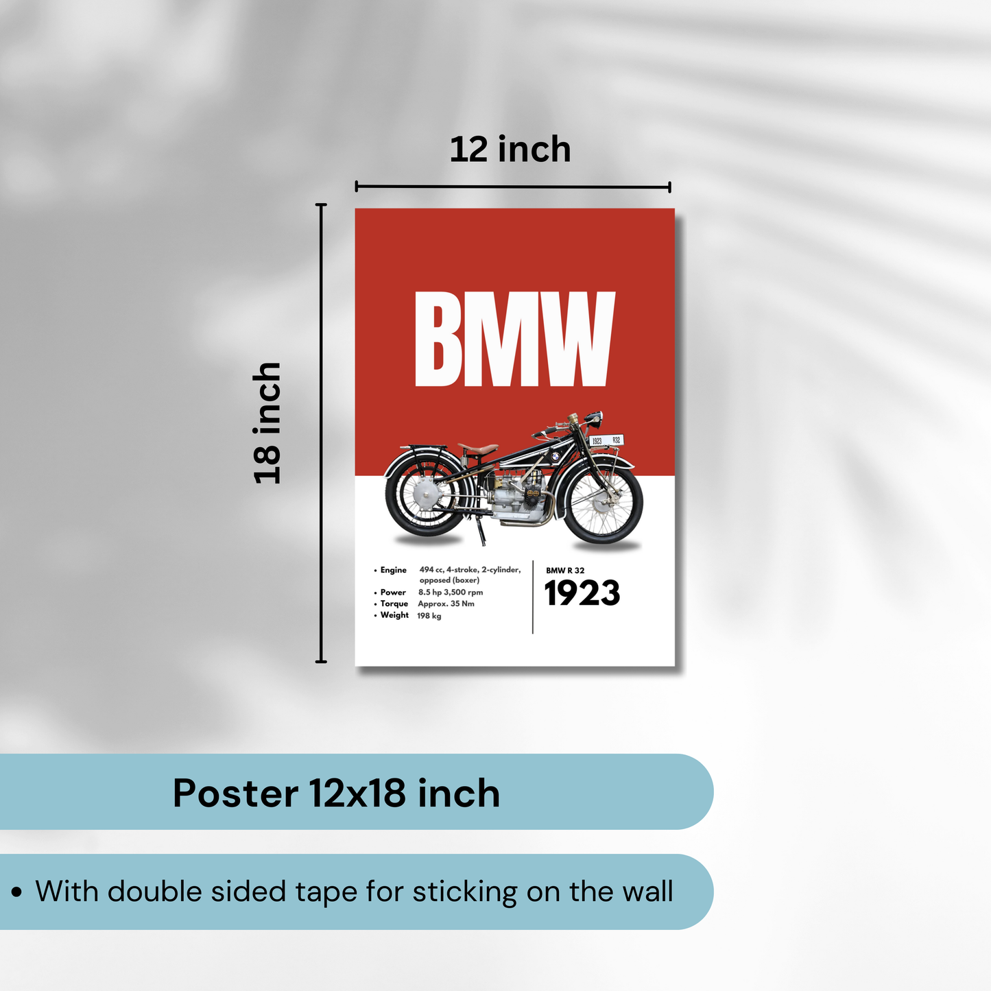 BMW R32 Superbikes Bikes Artwork Poster| Frame |Canvas | Vintage | Classic | Sports