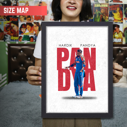 Cricketer Hardik Pandya Poster Cricket Players Motivational Poster, Players Photo posters For wall decor, room decoration home bedroom living room Paintings Hostel Frame | Frames | Framed