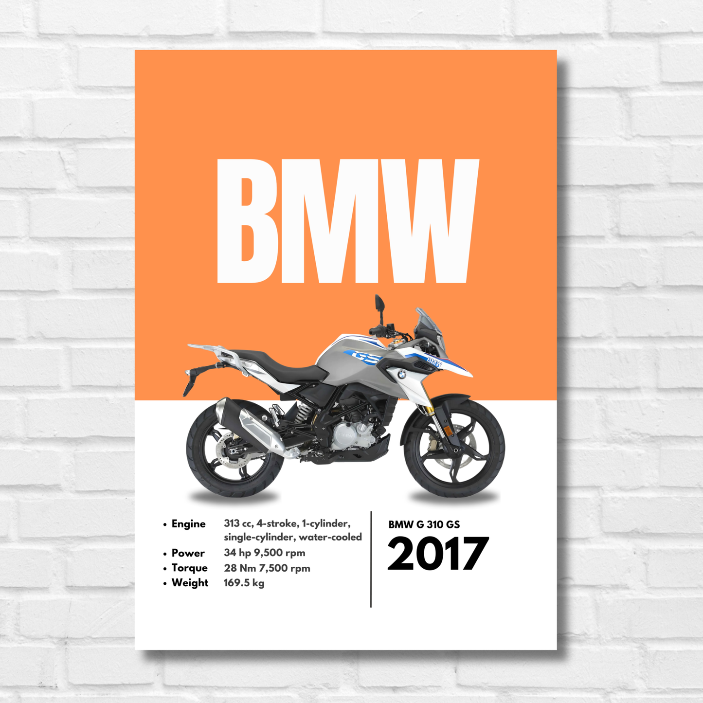 BMW G310S Superbikes Bikes Artwork Poster| Frame |Canvas | Vintage | Classic | Sports