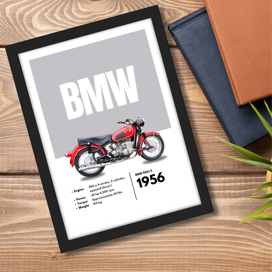 BMW R60/2 Superbikes Bikes Artwork Poster| Frame |Canvas | Vintage | Classic | Sports