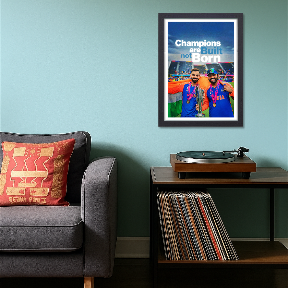 Cricketer Rohit Sharma Virat kohli Poster Cricket Players Motivational Poster, Players Photo posters For wall decor, room decoration home bedroom living room Hostel Photos Frame | Frames | Framed Photo