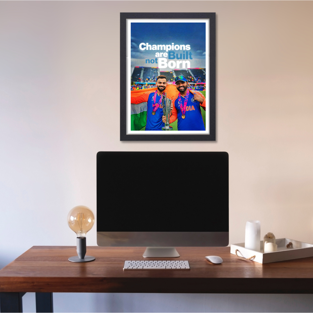 Cricketer Rohit Sharma Virat kohli Poster Cricket Players Motivational Poster, Players Photo posters For wall decor, room decoration home bedroom living room Hostel Photos Frame | Frames | Framed Photo