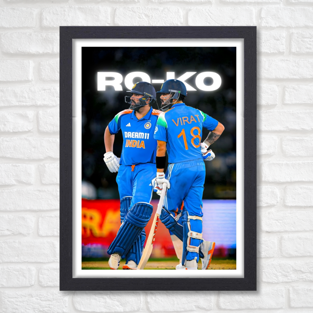 Cricketer Rohit Sharma Virat kohli Poster Cricket Players Motivational Poster, Players Photo posters For wall decor, room decoration home bedroom living room Hostel Photos Frame | Frames | Framed Photo
