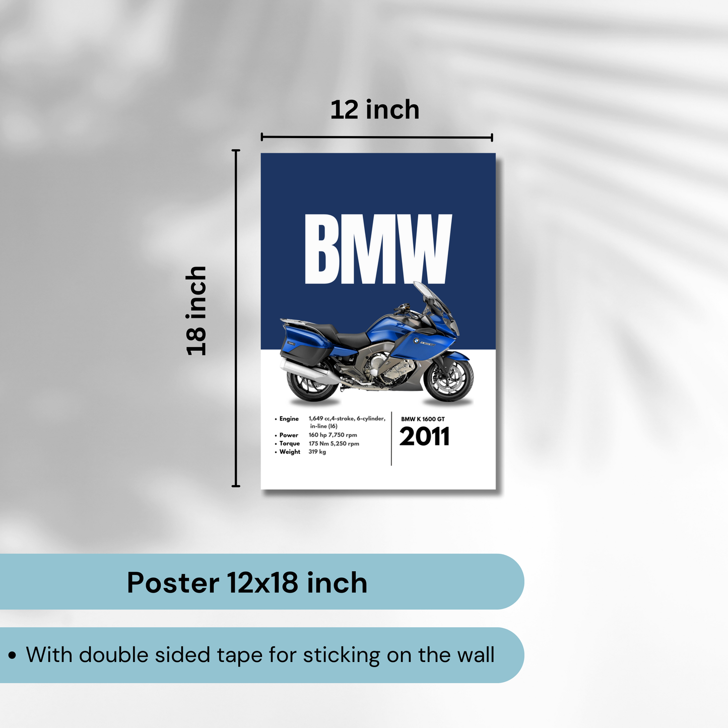BMW K 1600 GT Superbikes Bikes Artwork Poster| Frame |Canvas | Vintage | Classic | Sports