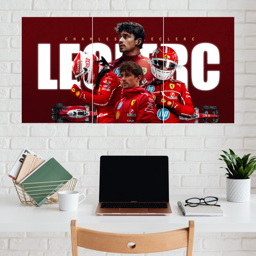 Charles lecrec Split Poster Poster –Set of 3 Split Poster – Formula 1 Racing Decor for Bedroom, Living Room, Office – Gift for Motorsport Fans