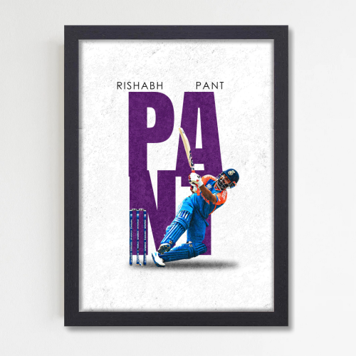 Cricketer Rishabh Pant Poster Cricket Players Motivational Poster, Players Photo posters For wall decor, room decoration home bedroom living room Paintings Hostel Frame | Frames | Framed